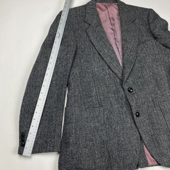 Vintage Harris Tweed Wool Blazer Sport Coat Men's 40 Gray - Picture 15 of 16